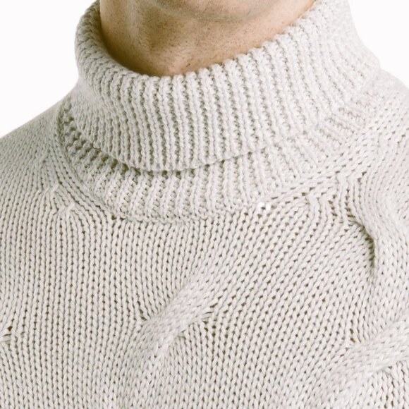 $248 BRAX Men's US M EU 50 Brian Wool Blend Knit Turtleneck Sweater in Silver - Picture 5 of 9